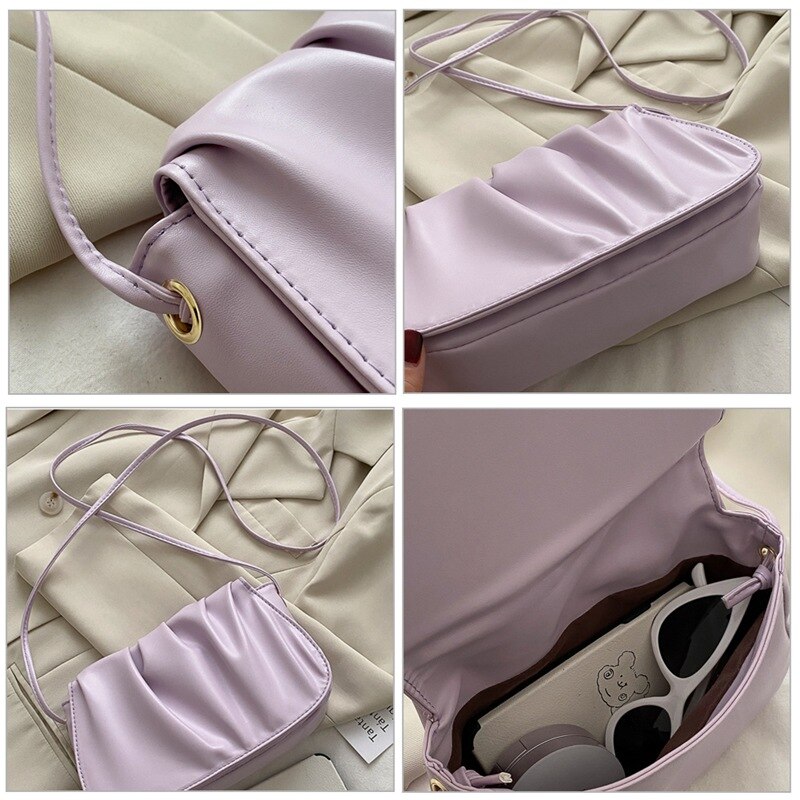 Women Soft Leather Cover Shoulder Bag Girls Small Square Crossbody Messenger Bag Ladies Dumpling Bag