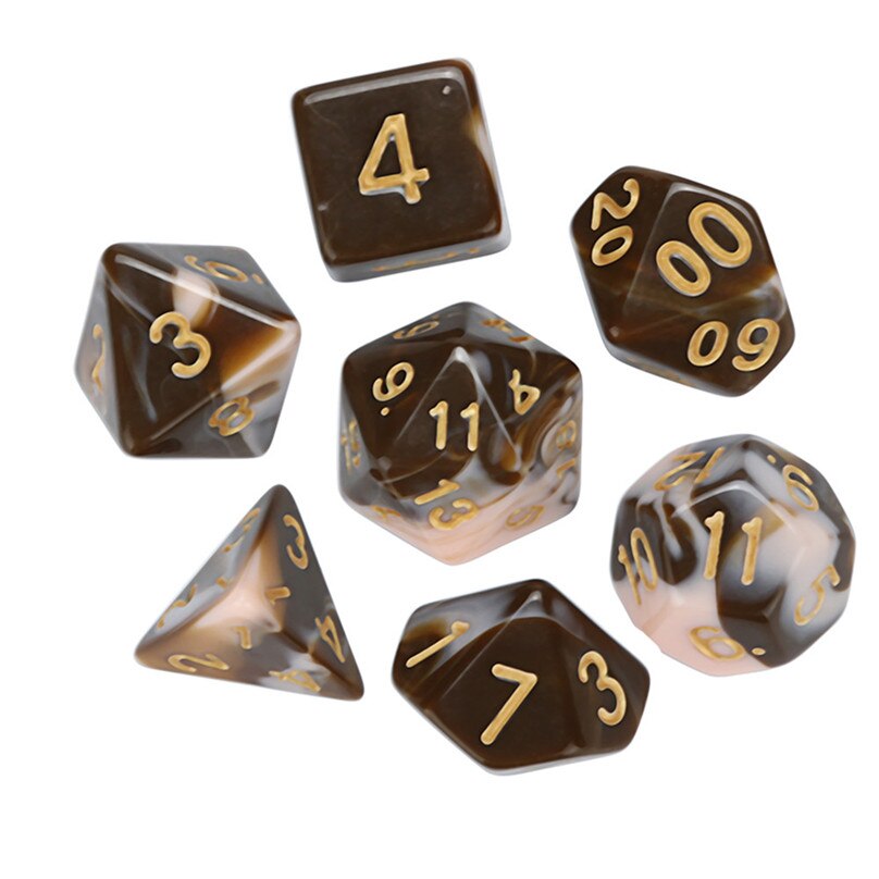 7 stks/set hars Dices D4-D20 Multi Zijdige Acryl Dobbelstenen Voor Game Polyhedral Zijdige Acryl Dices & 4A28: B