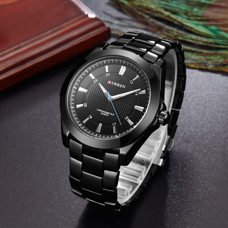 Curren wijzerplaat horloges klassieke zakelijke volledige stalen band polshorloge waterdicht quartz herenhorloge relogio masculino