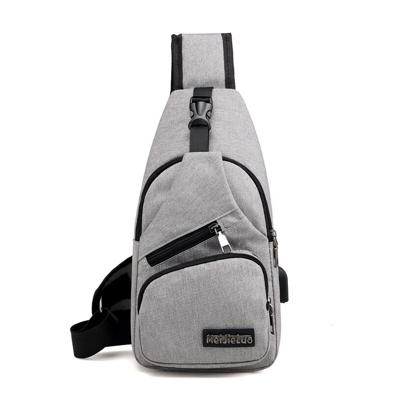 Shoulder Bags For Men USB Charging Crossbody Bag Male Anti Theft Chest Bag School Summer Short Trip Messengers Bag: Gray