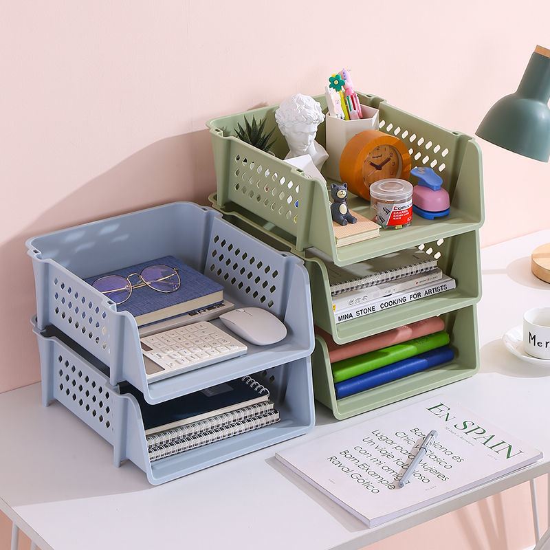 Multi-layer File Tray Organizer A4 Document Paper Organizer Rack Plastic Book Shelf Storage Holder Office Stationery Storage Box