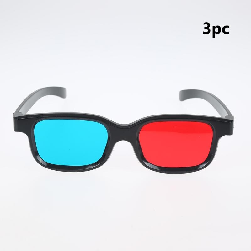 Óculos 3d vermelho e azul para videogame, óculos preto com armação anáglifo para filmes e dvd de tv, 2019: 3pc red blue