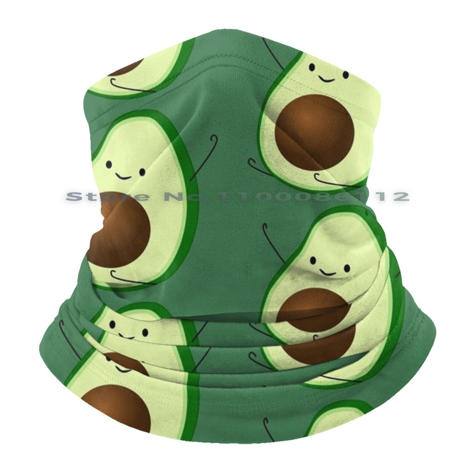 Sombrero de pescador plegable con forma de aguacate para exteriores, gorra de pescador con de aguacate, vegana, feliz y saludable, color verde, Avi: Adult Scarf Mask