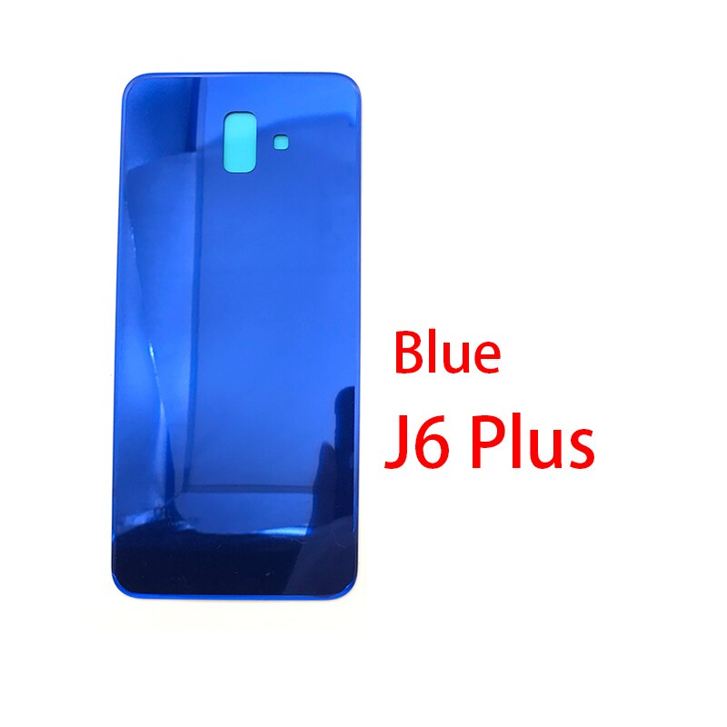 Achterkant van glas voor de samsung galaxy  j4 j6 plus  j415 j610 j610f batterijklepbehuizing batterij achterkant: J6 plus blauw