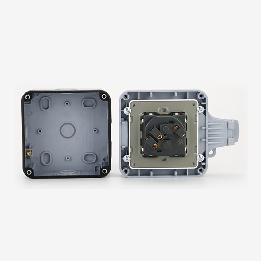 Power Outlet Box Wall Outlet Adapter Wall Mount Charger 1 EU Standard Outlet Adapter IP66 Weatherproof Outdoor Receptacle