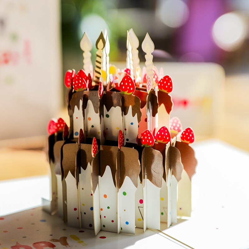 3D Up rêve gâteau carte de voeux noël anniversaire nouvel an Invitation