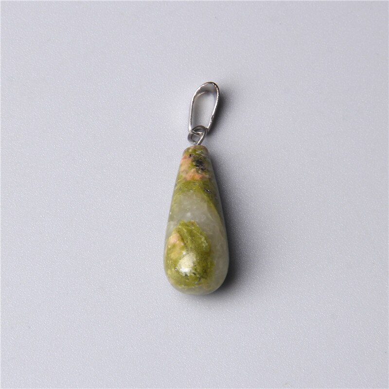 Grande pierre naturelle en forme de goutte d'eau, 5 pièces, pendentif Agates bleu en grès œil de tigre, Style Unique, collier à breloques, bricolage: 19.Unakite