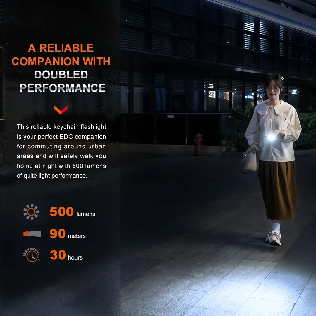 Fenix  e03r v2.0 taschenlampe, schlüsselanhänger-taschenlampe, wiederaufladbar,  (500 lumen)