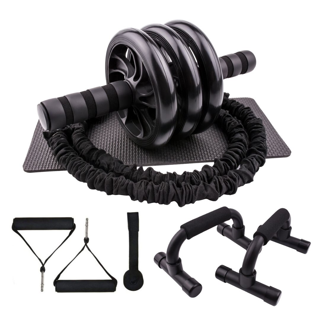 Ab hjulrulle med modstandsbånd fitness hjemme gym og træningsudstyr push-up rack bryst træning bar døranker