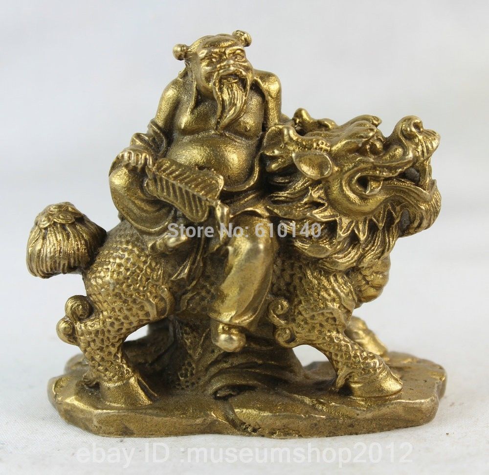 China chinese fengshui messing 8 onsterfelijken god han zhong li rit kylin standbeeld