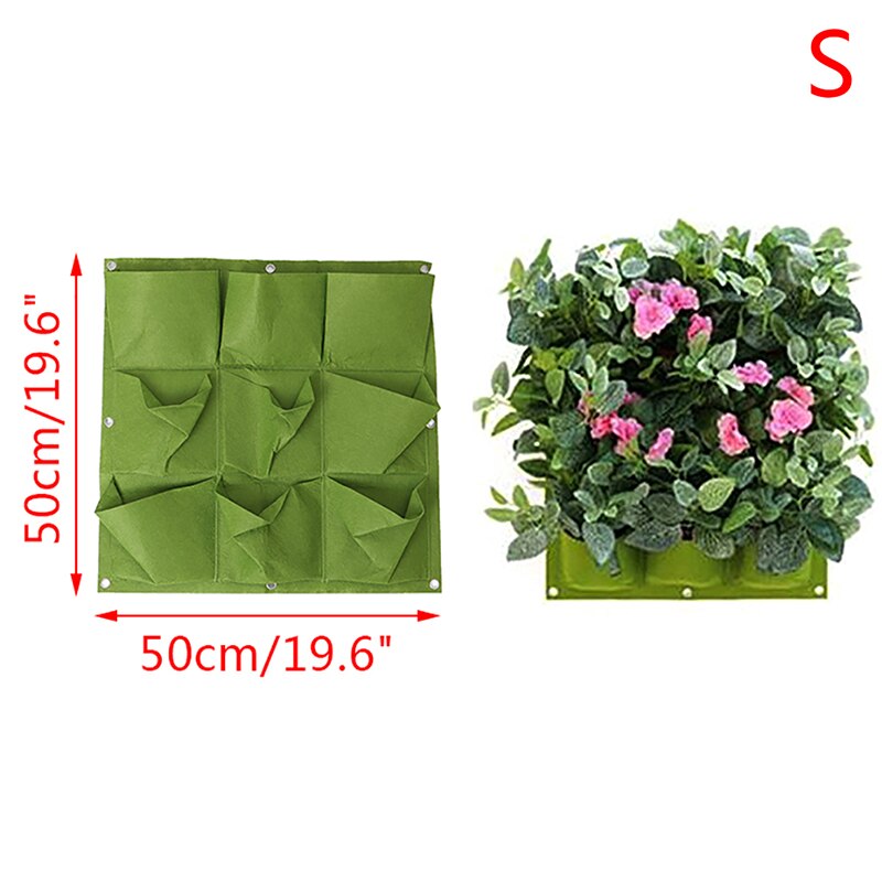 Colgante de pared de plantación bolsas 9/18 bolsillos verde bolsa de crecer jardín Vertical macetero vegetales vida jardín bolsa a casa suministros: A