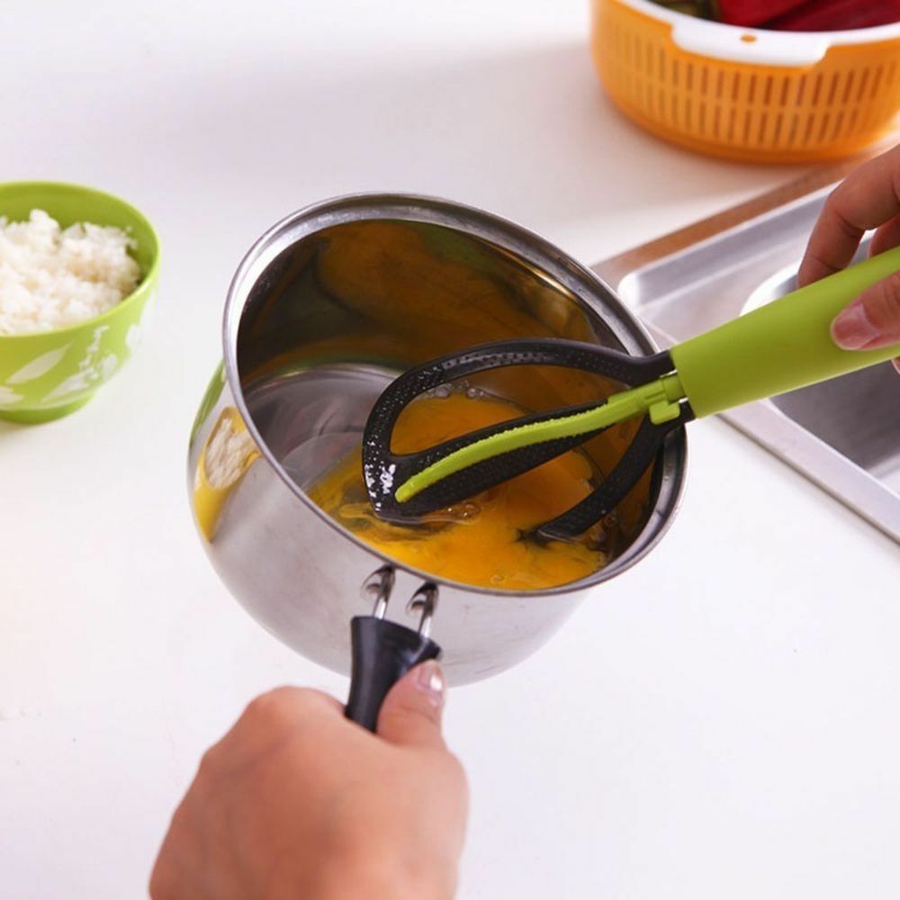 2 In 1 Multifunctional Rotating Kitchen Gadget Vertical Revolving Egg Beater Non-stick Rice Spoon Economic Cooking Tools