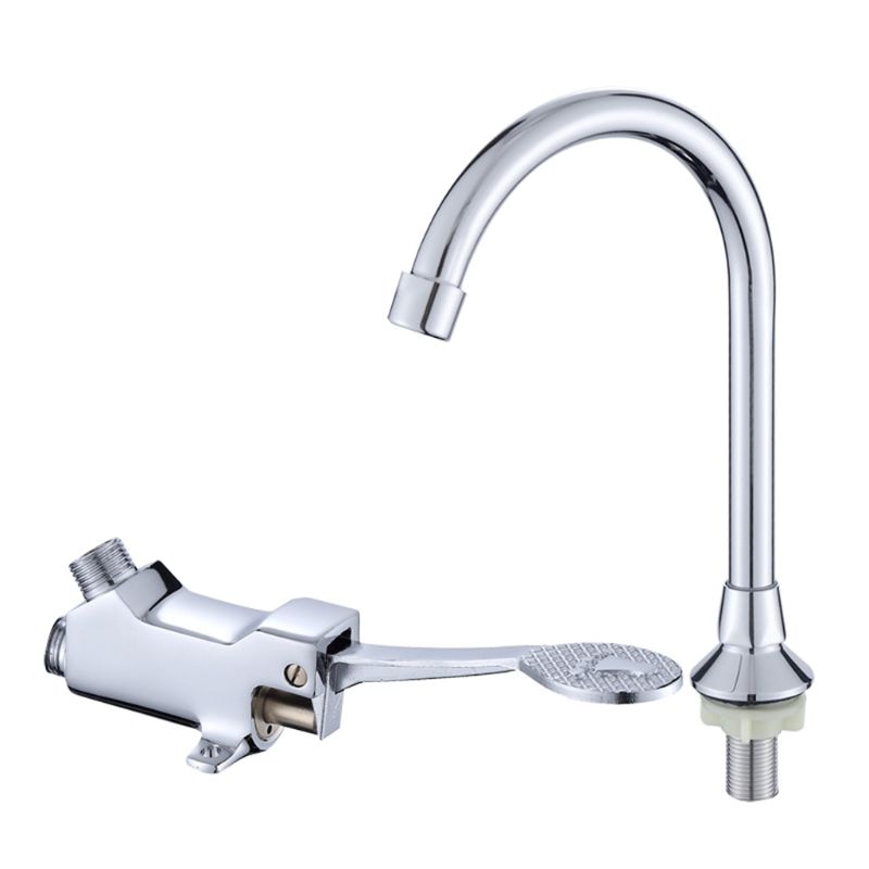 Foot Pedal Control Valve Faucet Kitchen Sink Water Tap Vertical Basin Switch Faucet Single Cold Tap