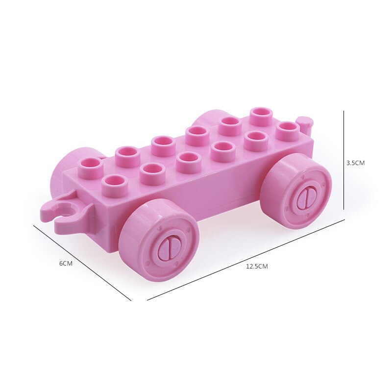 Trasporto ferroviario blocchi di costruzione di grandi dimensioni nuovi accessori pista creativa assemblare giocattoli per bambini mattoni treno urbano compatibile: Pink trailer