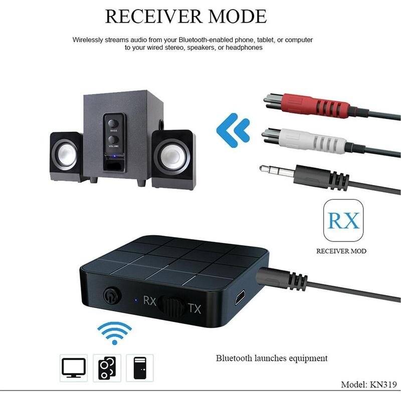 KN321 Bt 5.0 Audio Ontvanger Zender Aux Rca 3.5Mm Pc Muziek Stereo Usb Draadloze Jack Adapters Speaker Tv 3.5 dongle Voor V6O6