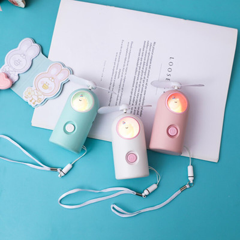 night light Unicorn fan mini fan Mini Summer electric fan cartoon cute girl Mini Fan portable USB charging fan