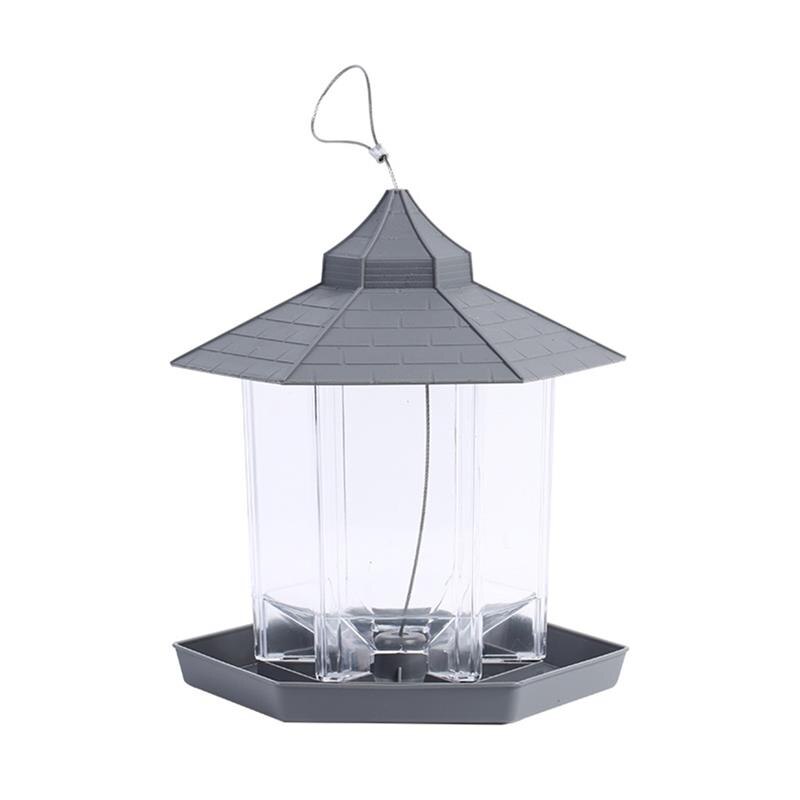 Hanging Wild Bird Feeder Outdoor Bird Feeders Food Container Gazebo Bird Feeder for Garden Yard Decoration and Kids: gray