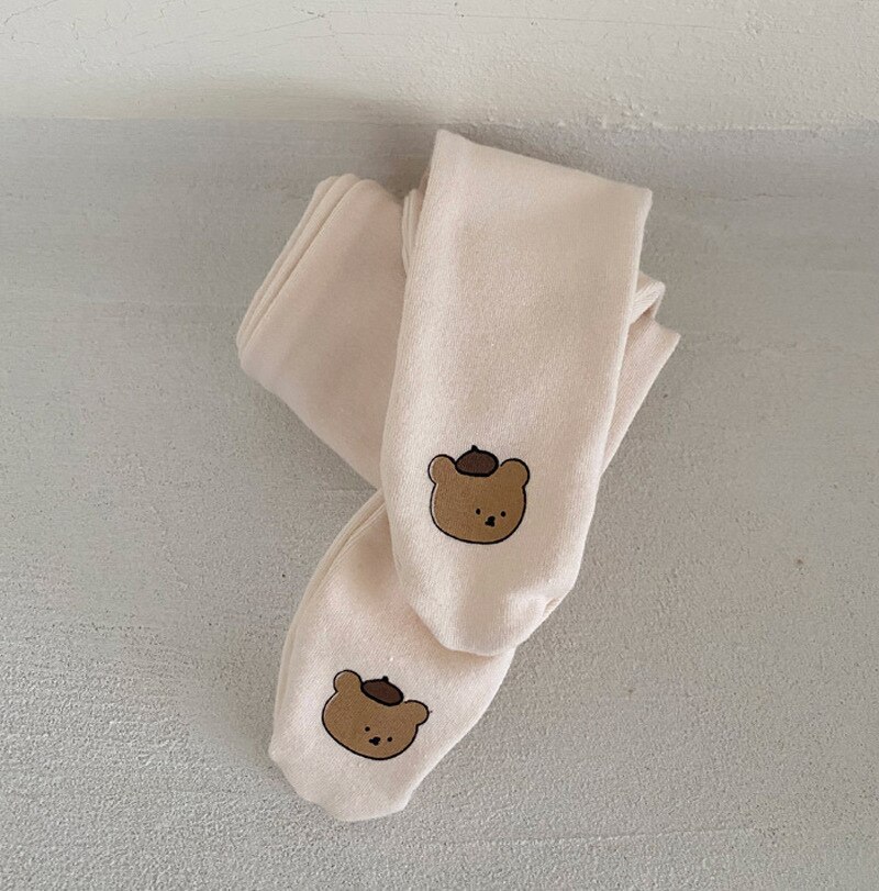 Koodykids nova primavera bebê menina menino bodysuits criança menino macacão do vintage urso impresso macacão outono manga longa roupas 2021: legging  / 6 m
