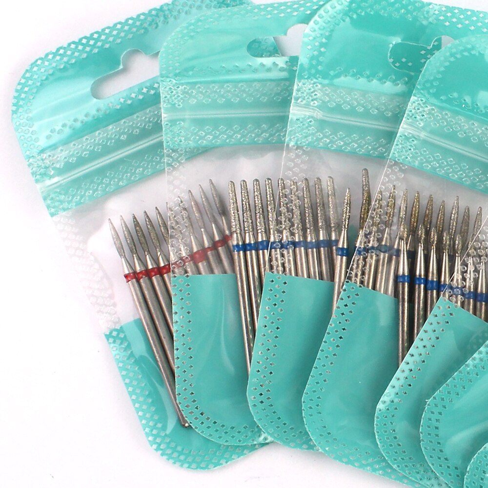 Juego de brocas de diamante para manicura, broca para uñas, Arco Iris, 10 Uds.