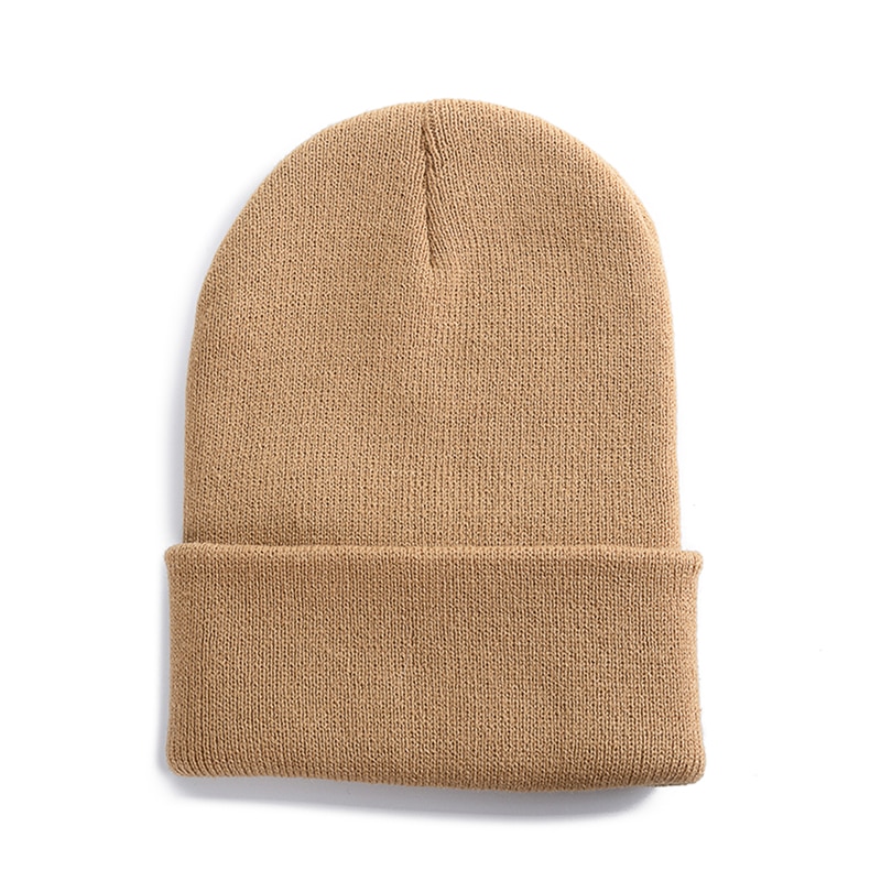 gorro Unisex Multicolor de otoño e invierno para hombre, gorro básico para uso diario, gorro de punto suave para mujer, gorro de calle que combina con todo: CAMEL