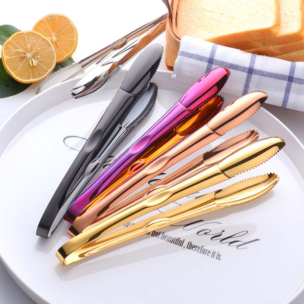 1Pc Bread Clip Meat Tongs Stainless Steel Gold Tab... – Vicedeal