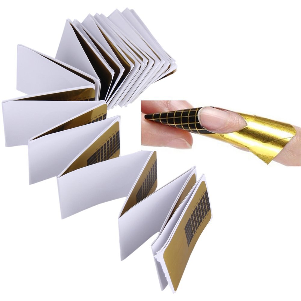 100Pcs/Set Nail Form Acrylic Tip Gel Nails Forms Expansion Curl Shape Art Guide Sticker Nail Art Tool 2.5cm x 5cm Extension Tool