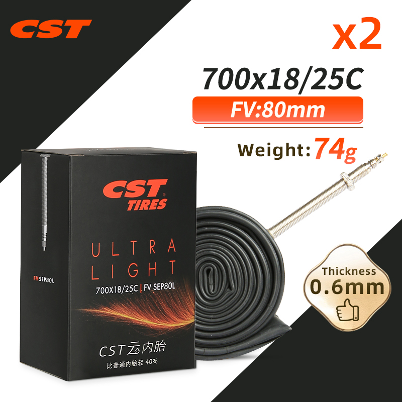 2PCS CST Bike Ultra-Light Inner Tube 26/27.5/29/700c For MTB Road Bike Tyre Butyl Rubber Competition Grade Bicycle Interior Tire: Brown