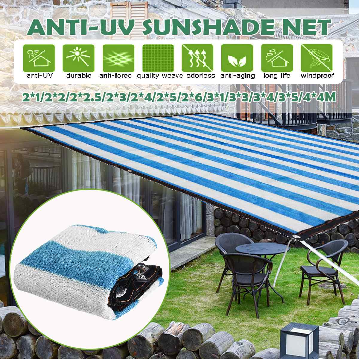 Sommar anti-uv solskydd nät bil solskydd skuggskydd utomhus trädgård solskyddsmedel tyg växthusskydd 80%  skuggningshastighet