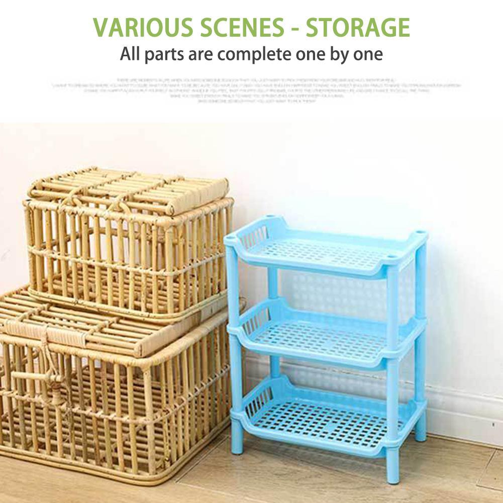 3 Layers Kitchen Organizer Storage Rack Plastic Assembled Sundries Storage Holder Bathroom Shelf Home Organization