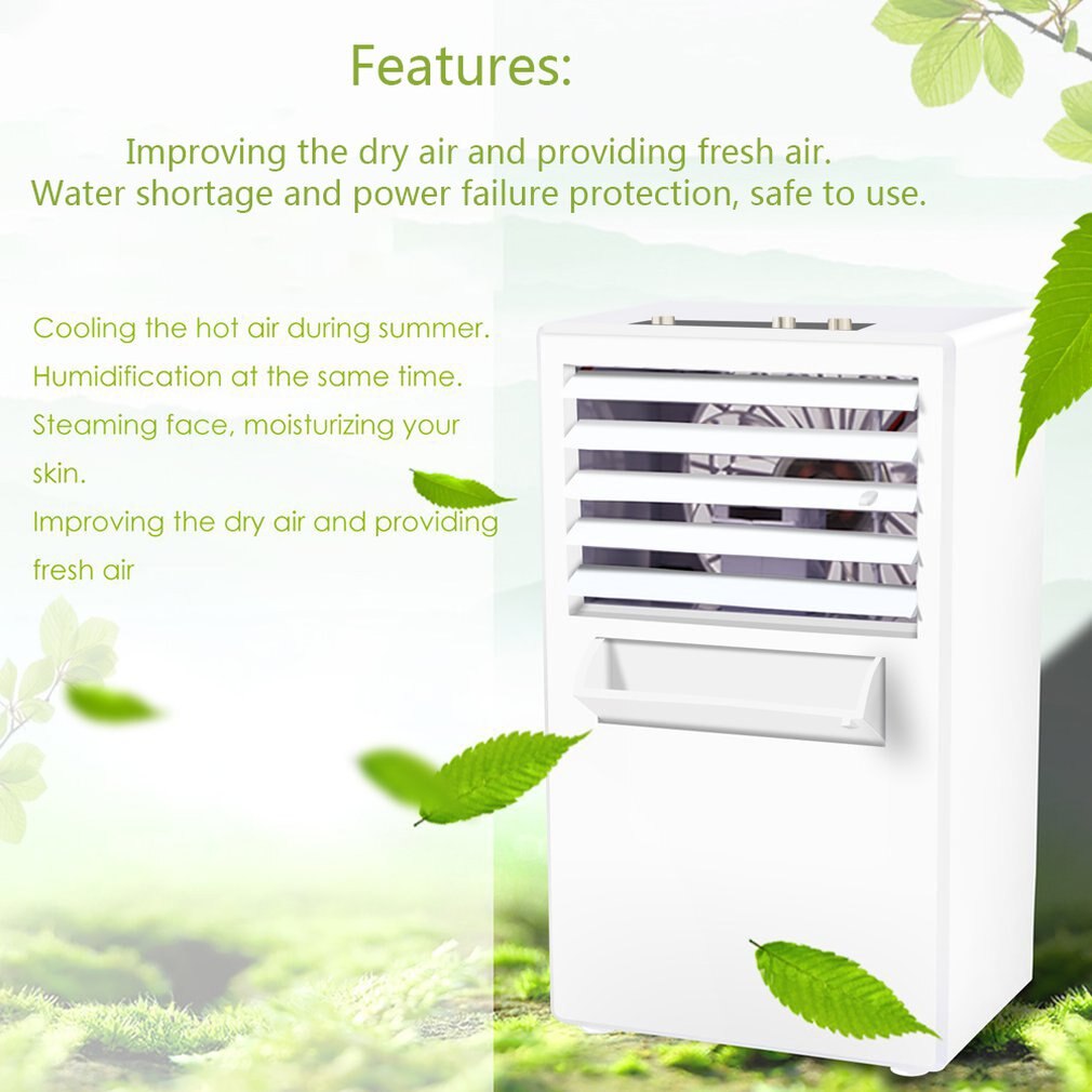 Mini Portable Air Conditioner Table Desk Small Home Office Bladeless Fan Humidifier Quiet Personal Moisturizing Air Cooler