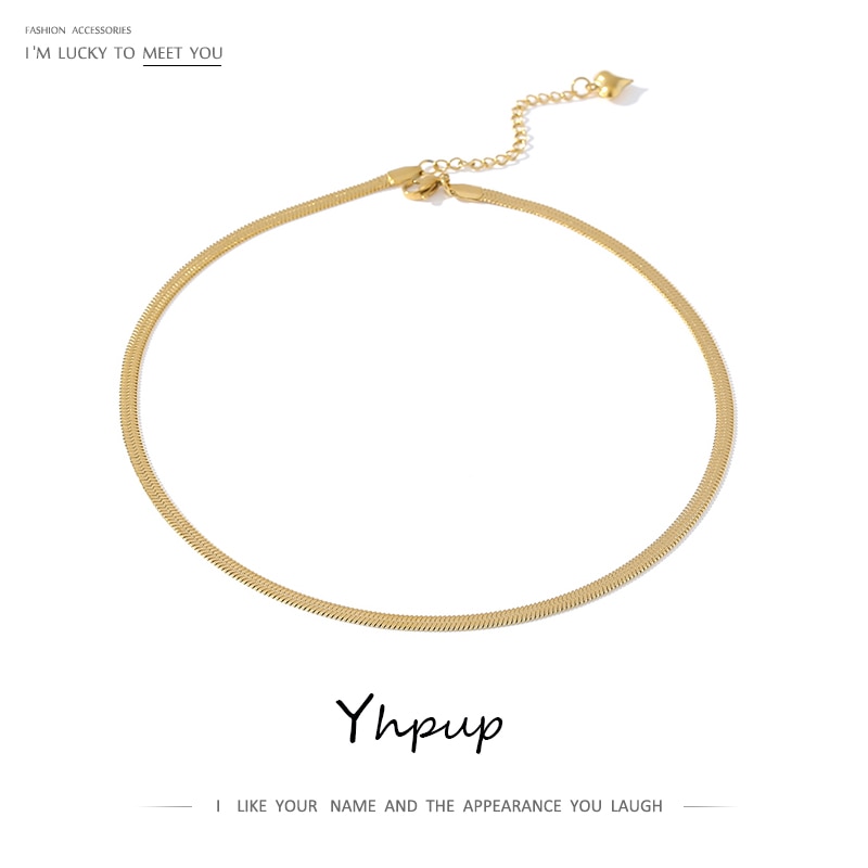 Yhpup Charm Geometrische Snake Collier Trendy Roestvrij Stalen Sieraden Gouden Metalen Ketting Брелок Voor Vrouwen