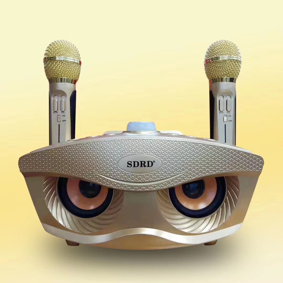 Sd306 doble bluetooth -høyttalere med 2 trådløse mikrofoner utendørs familie ktv stereomikrofon stor lyd 20w sdrd  sd 306 høyttalersett: Gull