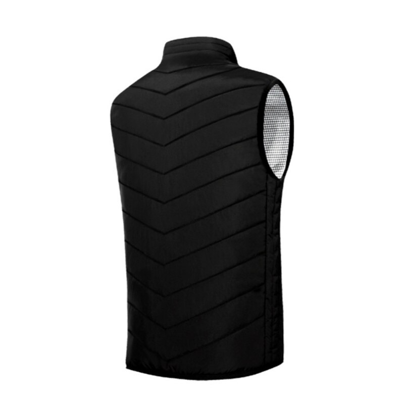 9 zones gilet veste USB hommes hiver électrique chauffé sans manches veste ski en plein air: Black / M