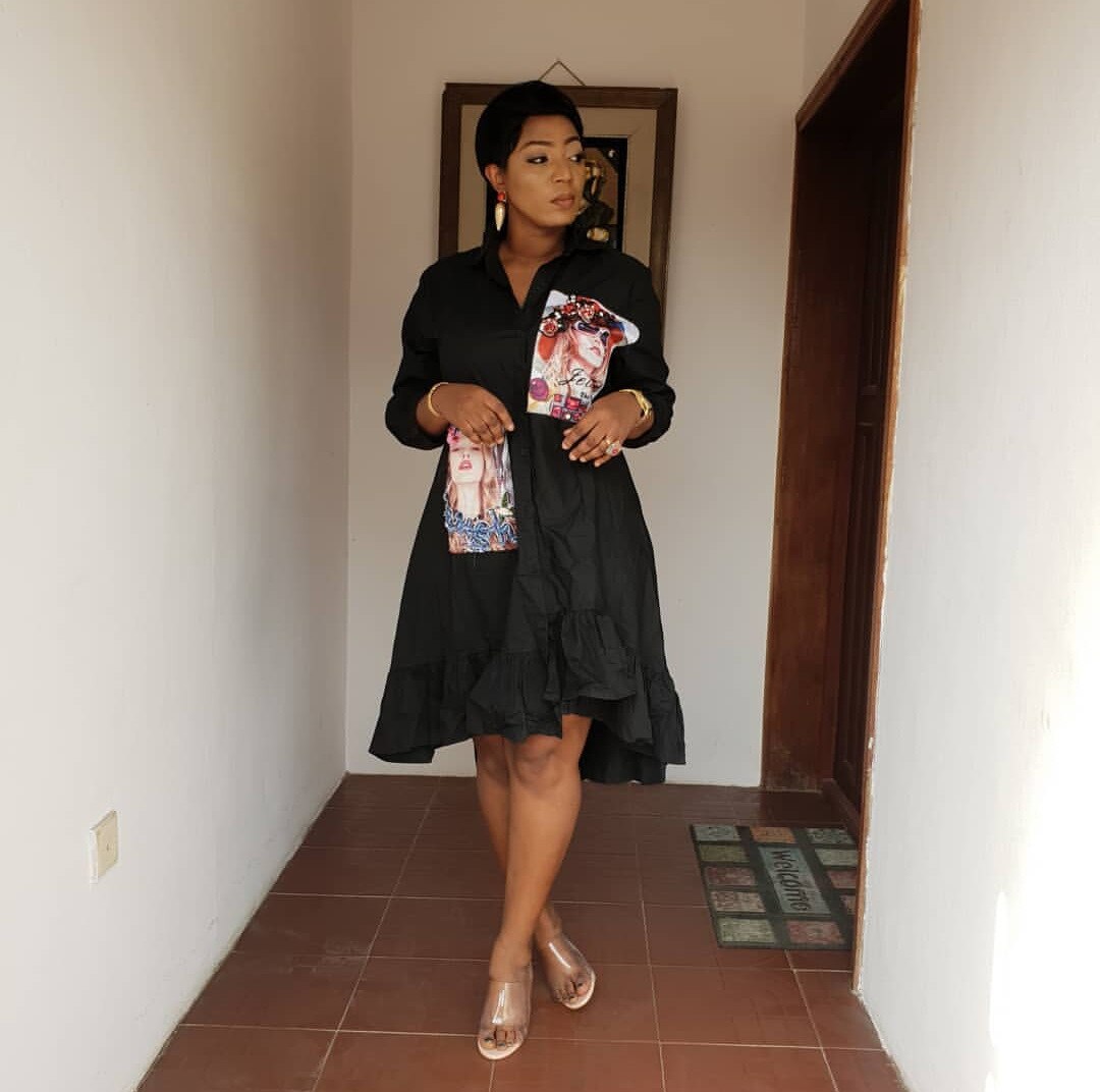 Plus Size African Clothing Summer African Print Beauty Head Beading Shirt Blouse Dress Women Cotton Irregular Dress