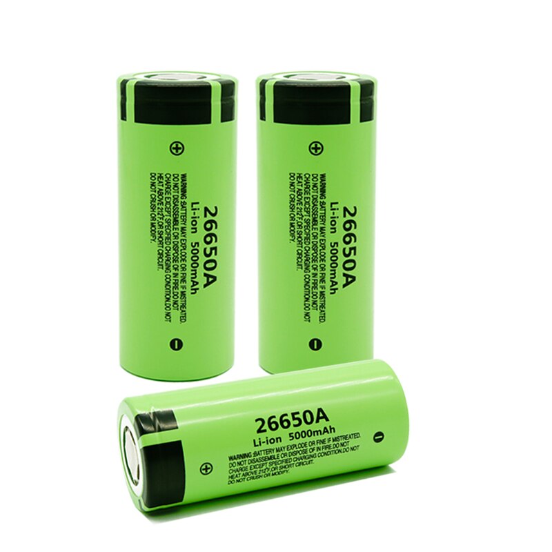 26650 Battery 3.7V 5000mAh Li-ion 26650A Lithium Rechargeable Batteries for Flashlight Headlight Power Tool Battery