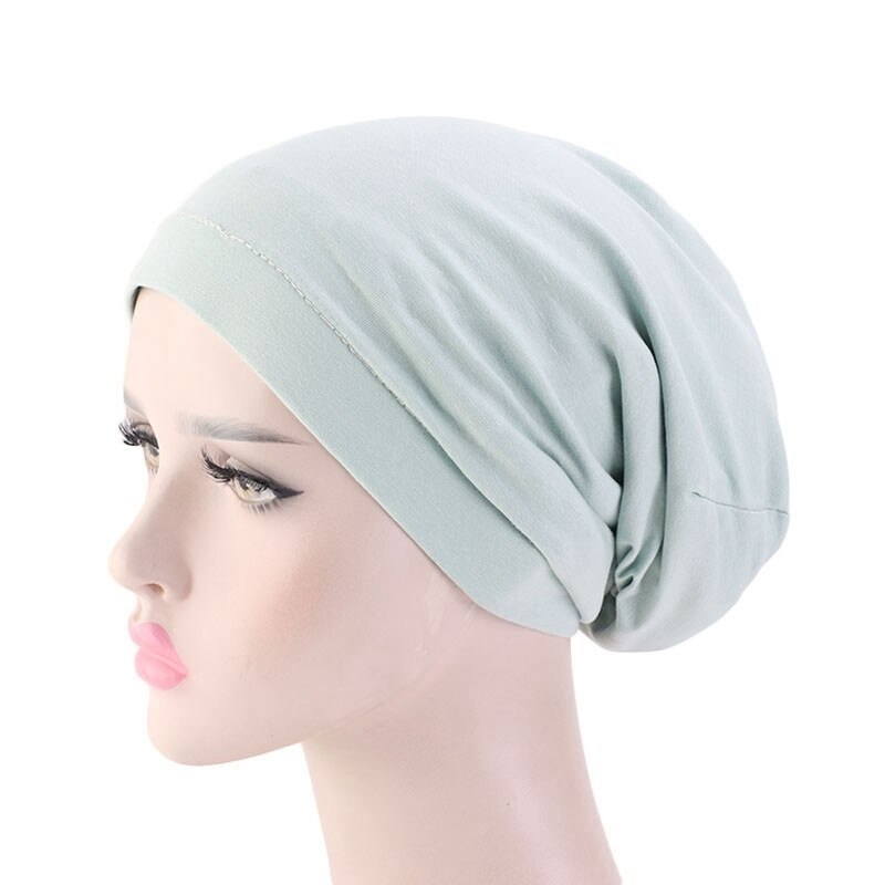 Kvinnor satin foder chemo hår keps elastiskt band nattsömn mössa cancer mössor kepsar huvudbonader hårstyling accessoarer: Ljusgrön