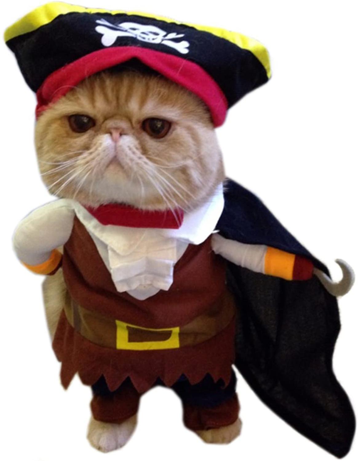 Ropa divertida para mascotas disfraz de pirata para Cosplay perro gato Halloween eventos especiales disfraz ropa para perros pequeños medianos: L