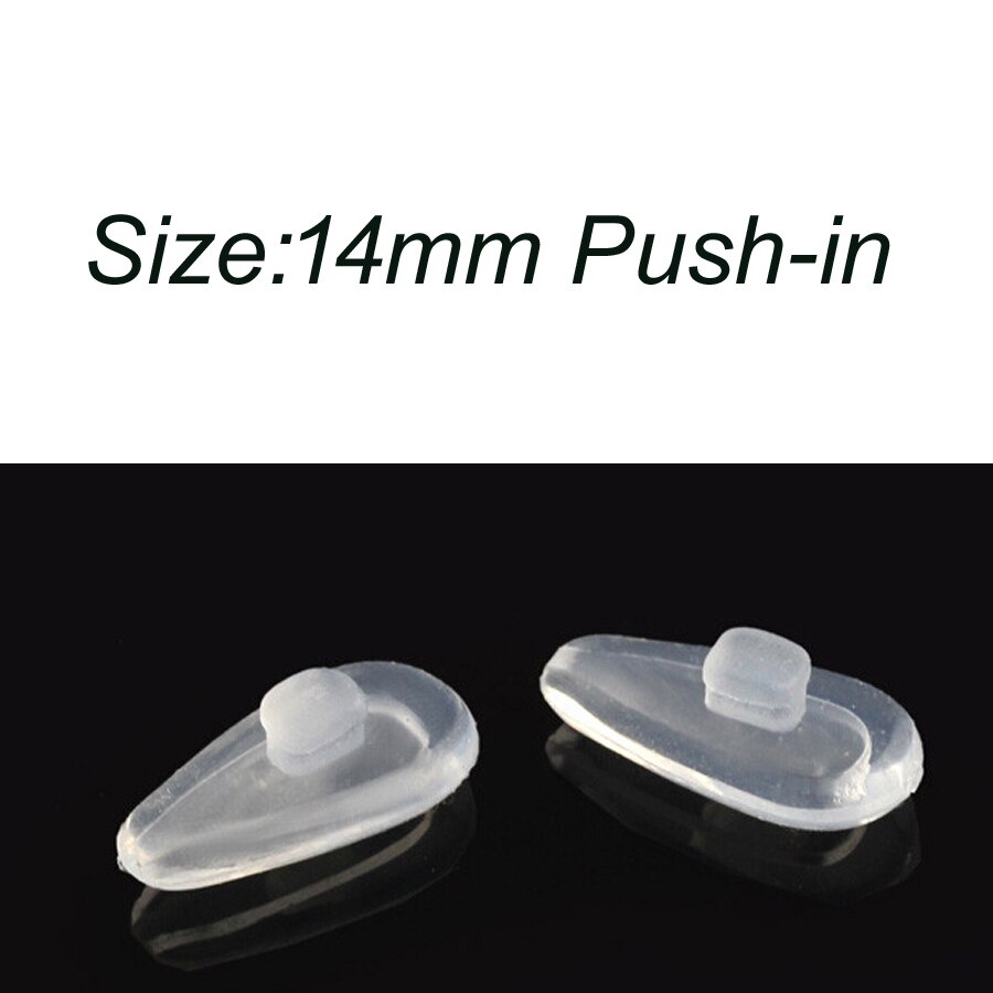 250 par 12mm 14mm super blødt luftkammer silikone næsepuder til optiske briller tilbehør skrue-in push-in: 14mm tryk ind