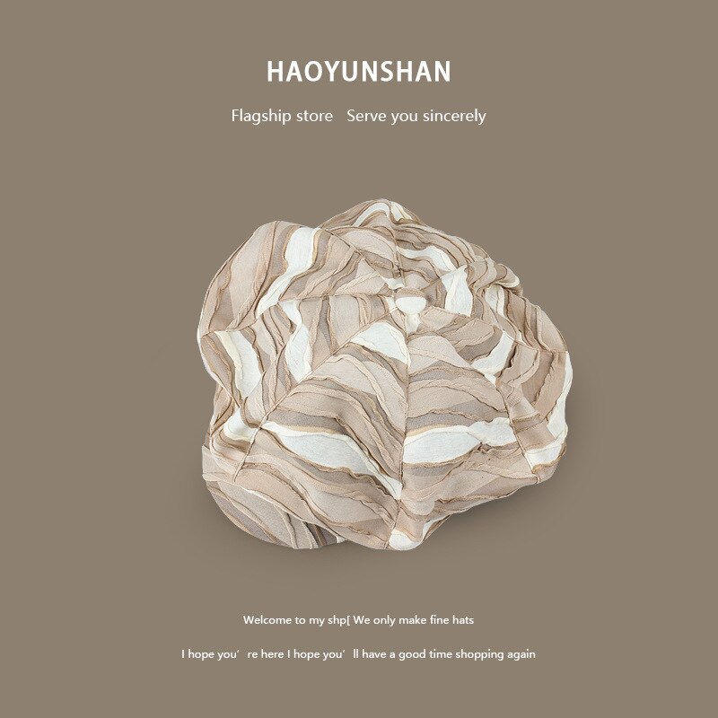 Mushroom Hat Large Cloud Hat spring Summer Black Octagonal Cap Women Face Small Bailey Painter Caps Blm