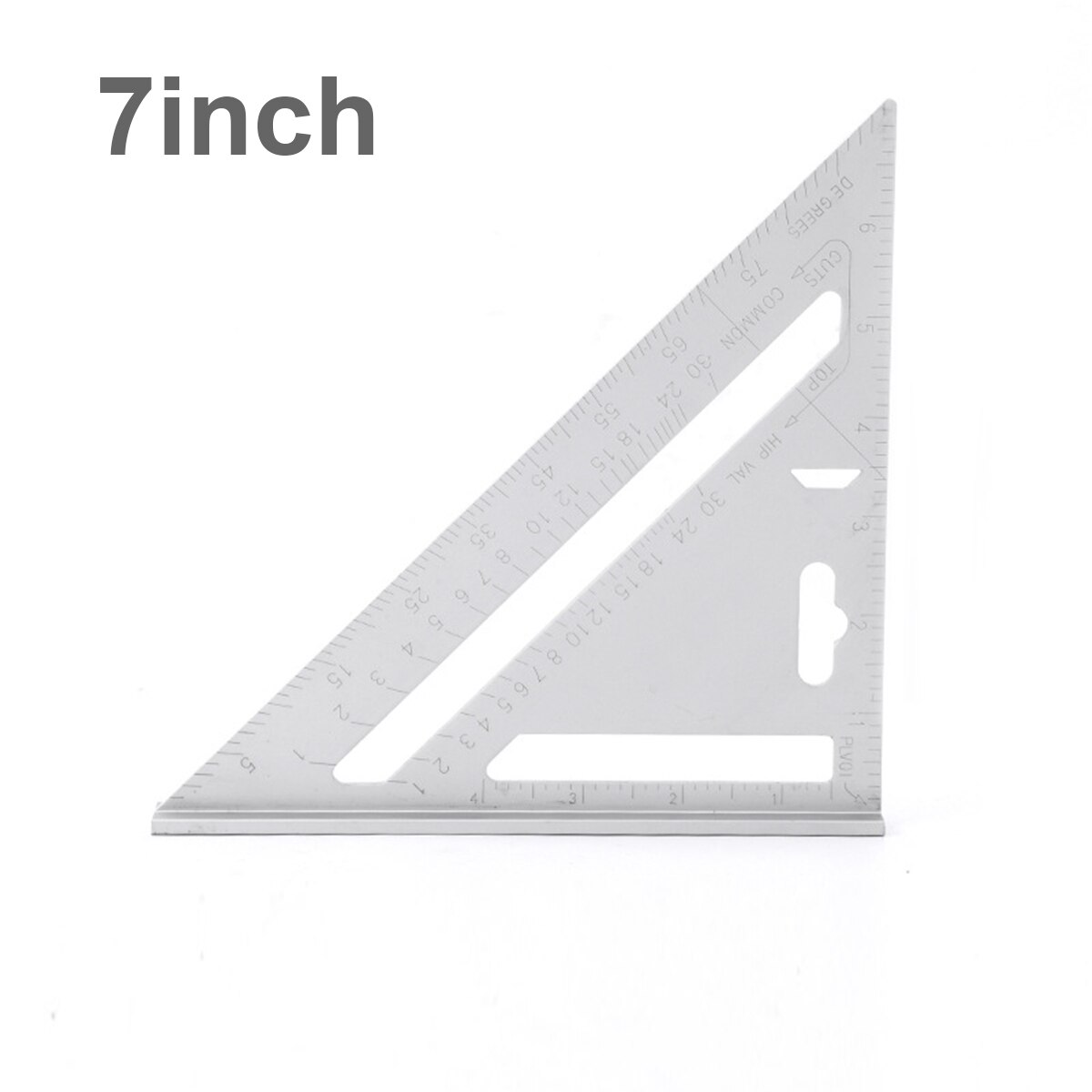 12 inch Metric and Imperial Aluminum Alloy Triangle Angle Ruler Protractor Woodworking Measurement Tool Square Layout Gauges: silver 7inch
