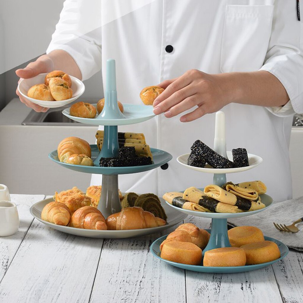 3-Tier Plastic Cupcake Display Stand Dessert Houder Ronde Fruit Snacks Kom Voor Baby Shower Verjaardag Bruiloften Thee Party