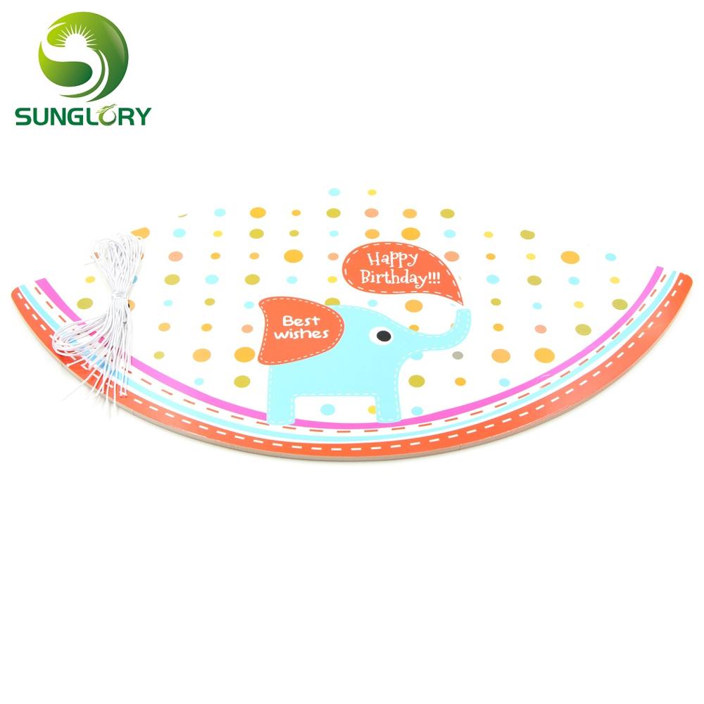 Suministros de celebración de 10 unids/set decoración niños cumpleaños gorros de Feliz cumpleaños niños sombrero con cordón elástico 7 formas: elephant