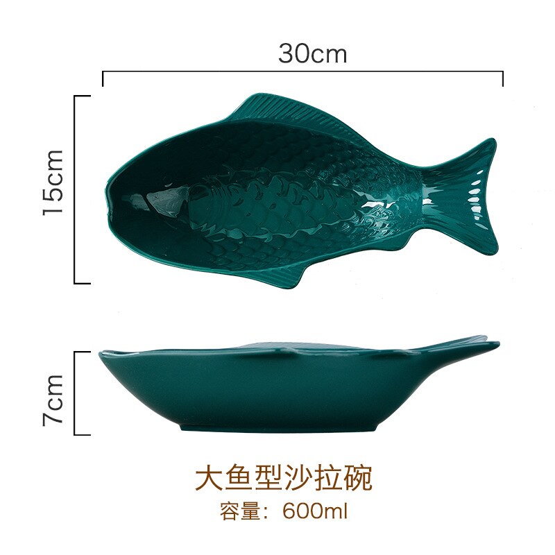 Nuovo Disegno di Ceramica con Bordo in Oro Verde Scuro Frutta Ciotola Piatto Piatto Piatto di Pesce Ciotola di Fondo casa Creativo Ristorante di Famiglia: grande Bowl