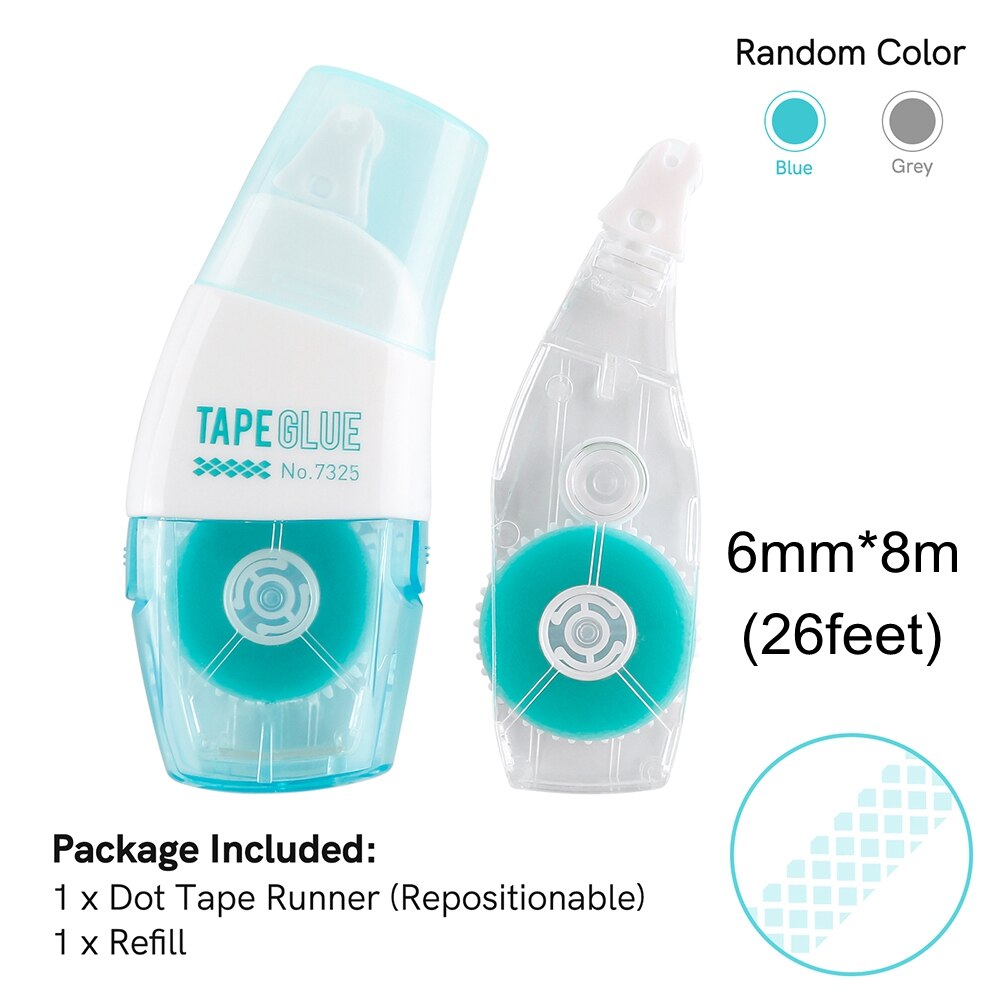 26Feet Strong Double Sided Adhesive Dots/line Stick Roller Permanent Adhesive Applicator Refillable Solid Tape Runner for Cards: TT432