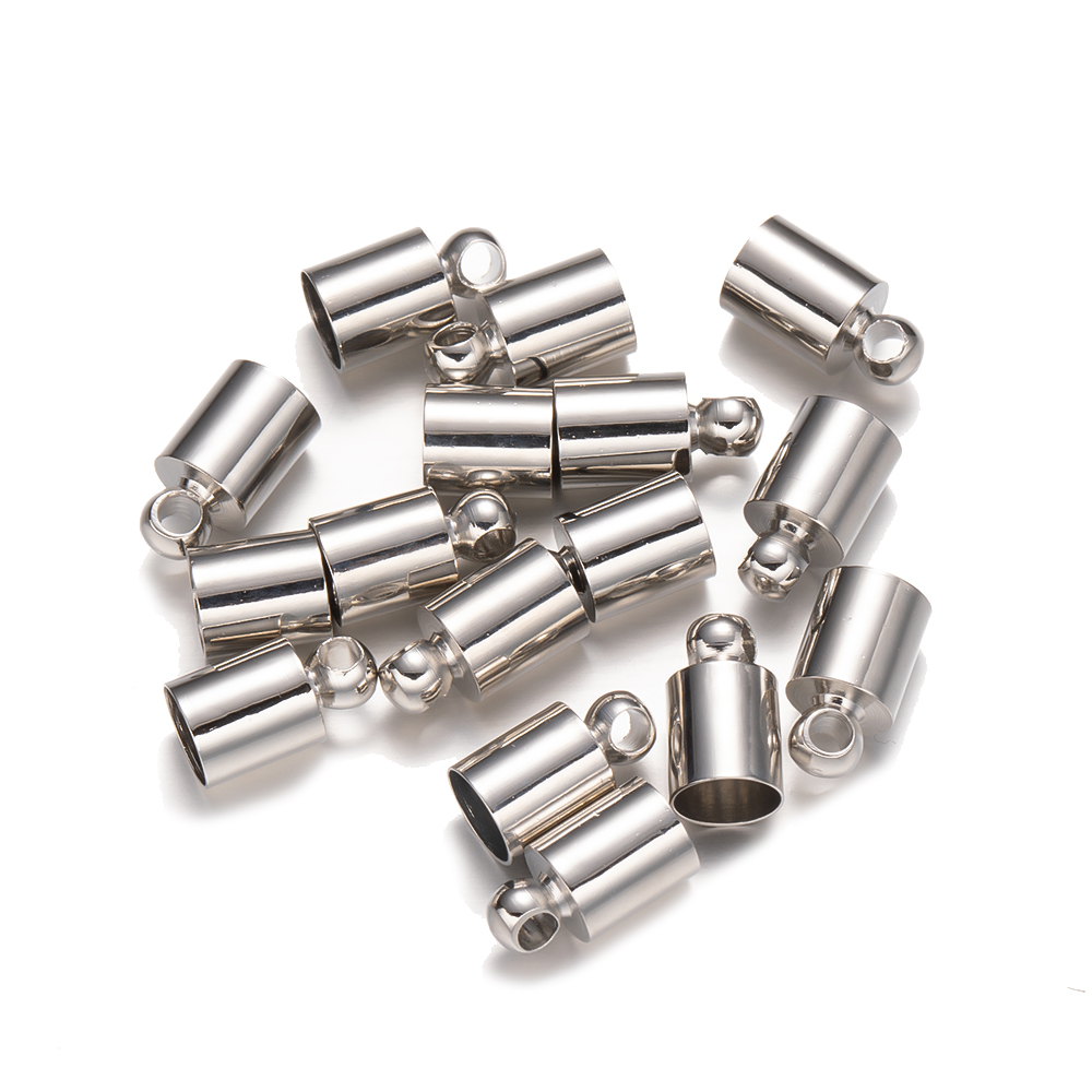 50Pcs/Lot 2-10mm Round Tassel Leather Cord End Crimp Caps Beads DIY Jewelry Making Bracelet Necklace Leather Cord Connectors