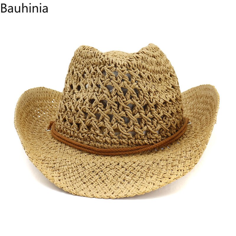 Sommer Sonne Strand Stroh Hütte Frauen Männer Breite Krempe Hüte Handgemachte lässig Westlichen Stil Cowboy Hütte