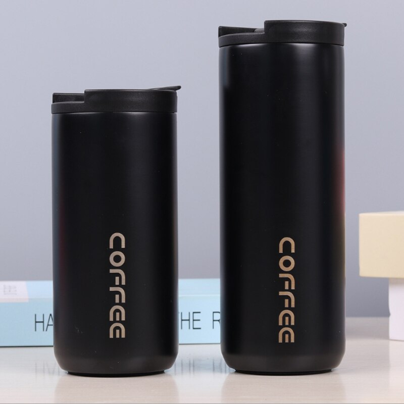 Thermo cup for coffee travel mug Large Capacity Stainless Steel Thermos Portable Vacuum Flask Insulated Simple Thermo Bottle: 350ml / Black