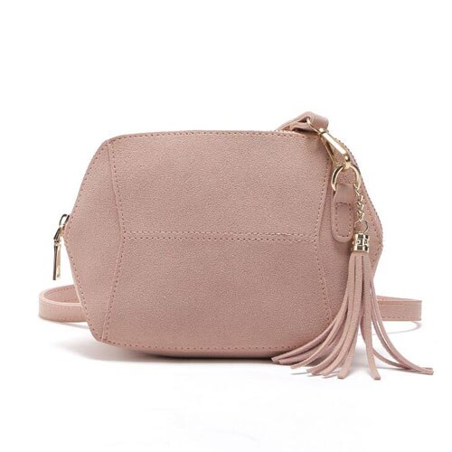 Dames schoudertas luxe mat pu leer snoepkleur stijlvolle schelp messenger crossbody kwast dames handtas: Roze