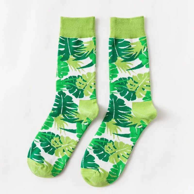 Women Personality Couples Funny Happy Socks Cotton Men Socks Woman Soks Egg Rabbit Feather Sheep Socks Leaves: 1