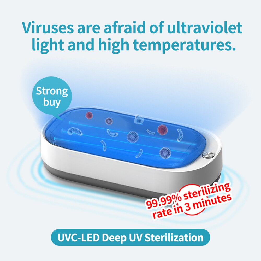 UVC-LED Deep UV Sterilization Masks Earphone Sterilizing Smart Phone Wireless Charging Charger Box Sterilizer